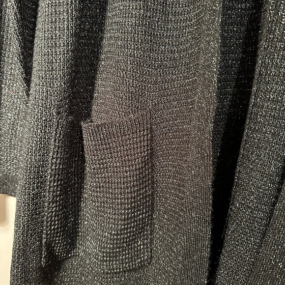 Eileen Fisher Long Black Sparkling Cardigan with Pockets Large - Picture 5 of 9